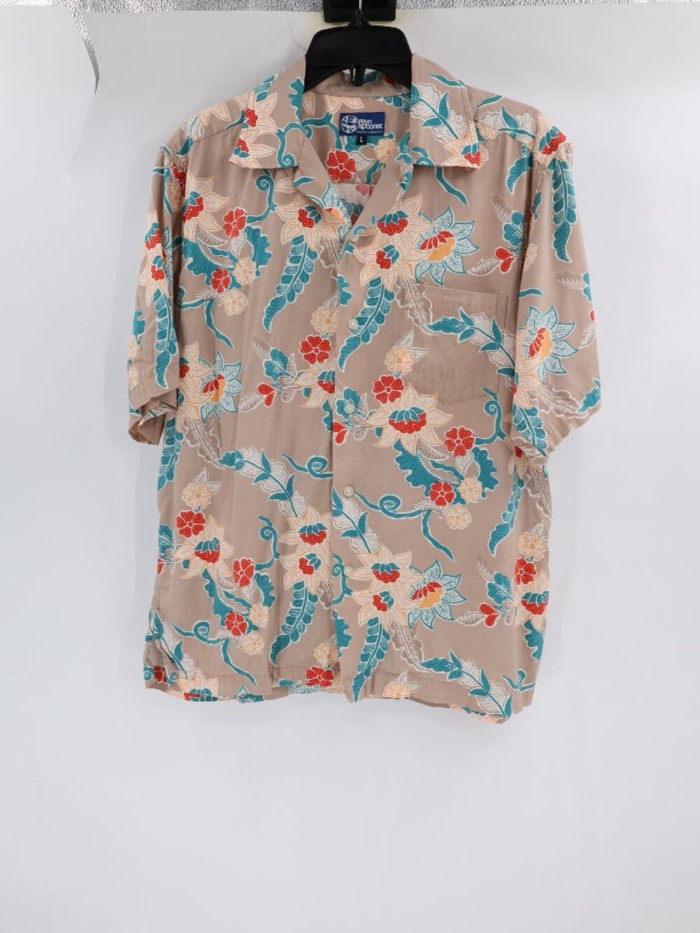 Reyn Spooner Hawaiian Shirt Mens Large Loop collar Button Up Short Sleeve Floral